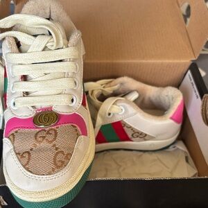 Gucci Little Girl’s Kids Shoes | GUC | Toddler | Pink with Gucci Colors and Logo
